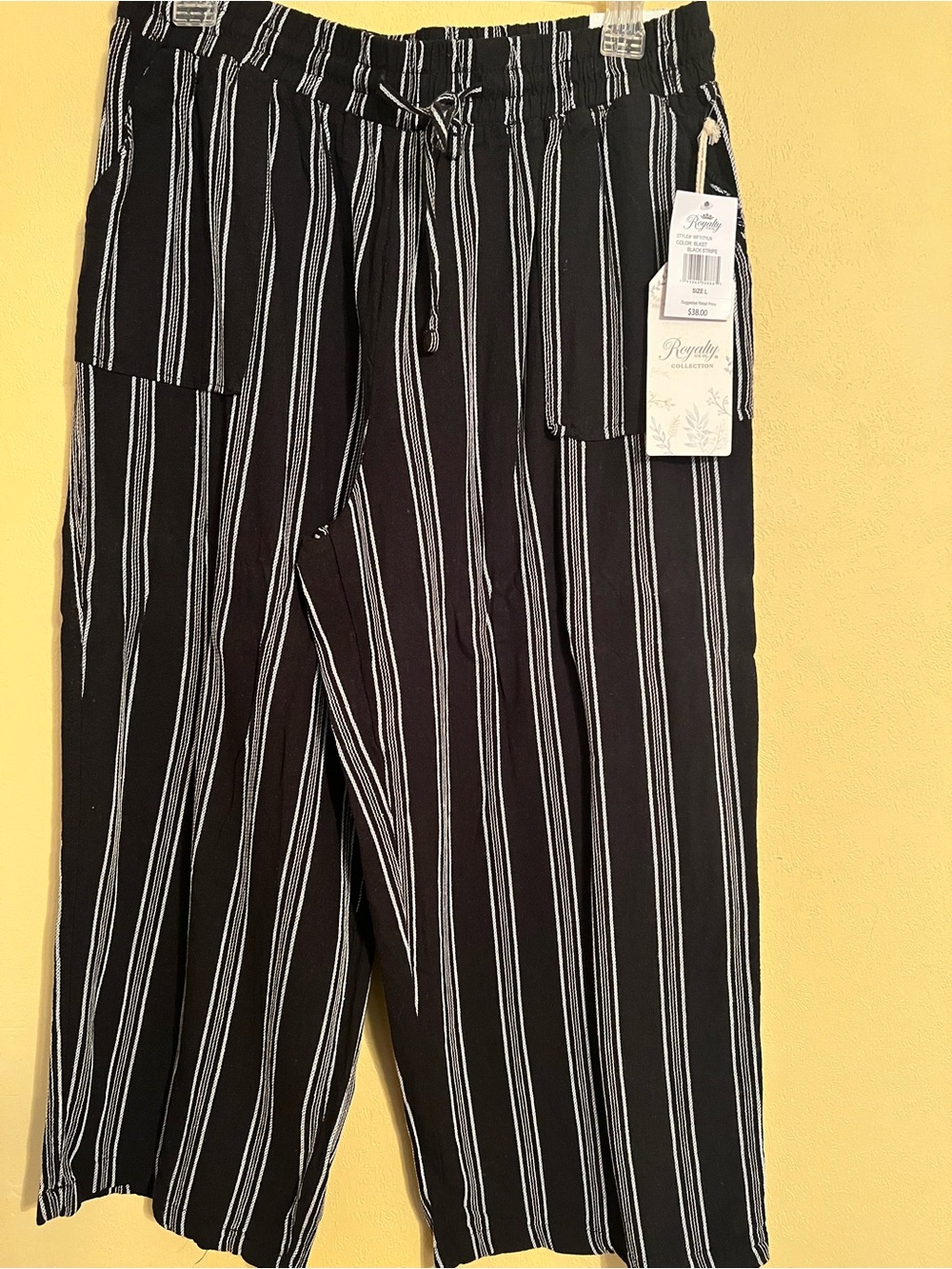 Royalty For Me Black Pants with White Vertical Stripes
